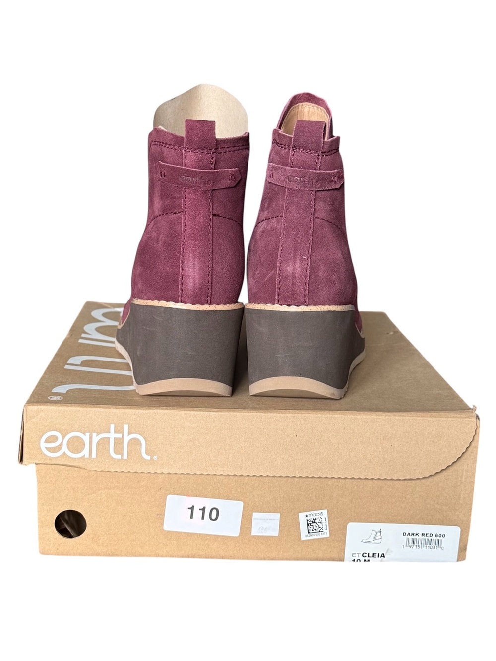 Earth Cleia Dark Red Faux Suede Ankle Booties - Picture 4 of 4